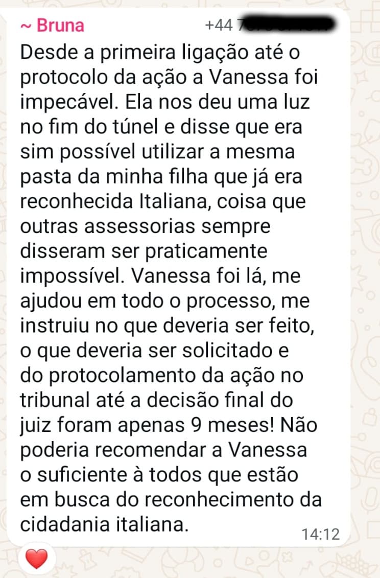 Depoimento de cliente satisfeito 3 - Europa Cidadania Italiana